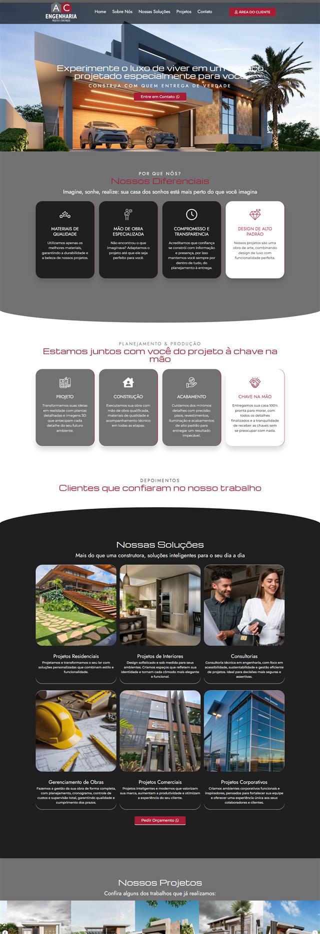 Página inicial do site AC Engenharia e Construção