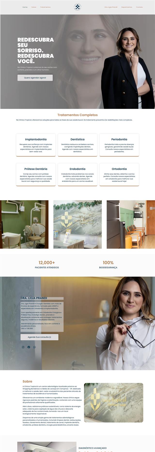Página inicial do site Clínica Tropical