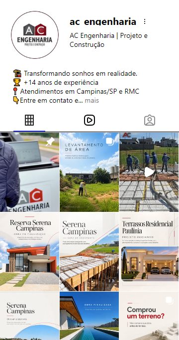 Perfil do Instagram da AC Engenharia