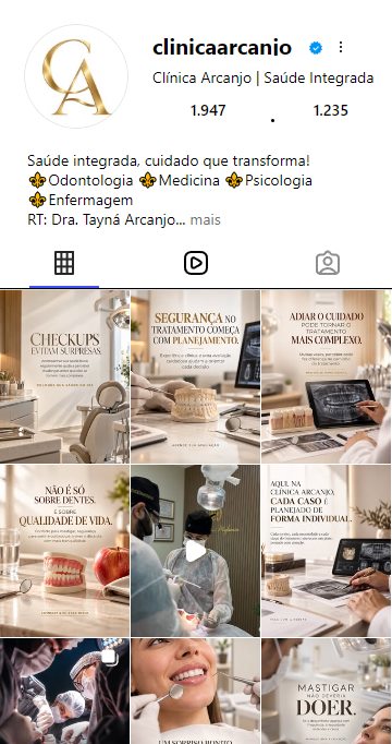 Perfil do Instagram da Clínica Arcanjo