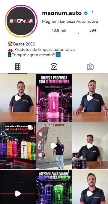 Perfil do Instagram da Magnum Limpeza Automotiva