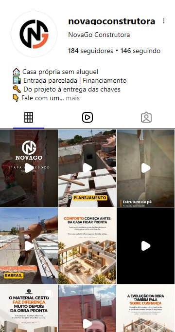 Perfil do Instagram da NovaGo Construtora